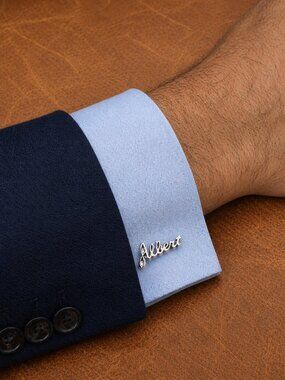 Albert Name Signature Vintage Cursive Silver Mid Century Cuff Links Cufflinks